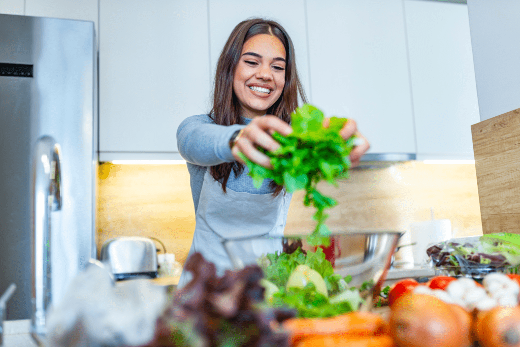 woman making meal