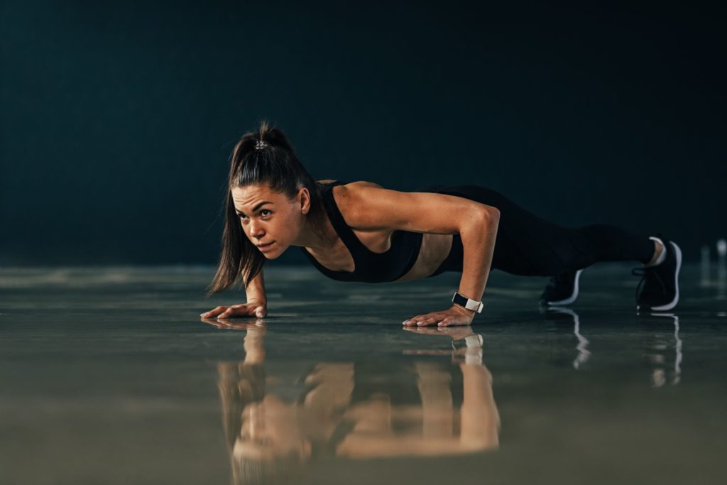 a women doing pushups