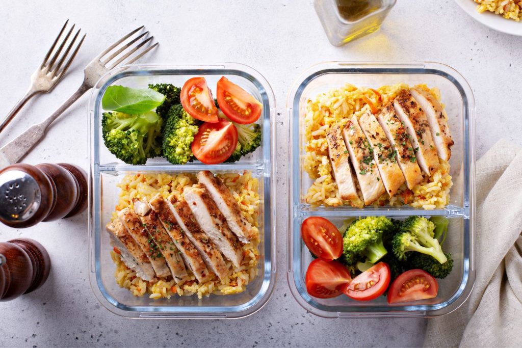 meals placed in containers indicating meal prep